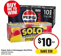 IGA Pepsi, Solo or Schweppes offer