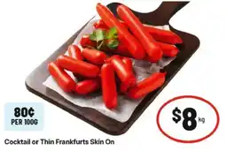 IGA Cocktail or Thin Frankfurts Skin On offer