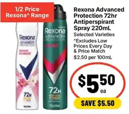 Ritchies Rexona Advanced Protection Antiperspirant Spray offer