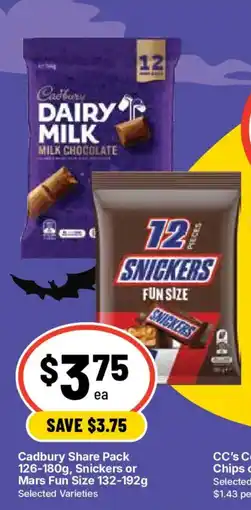 Ritchies Cadbury Share Pack Snickers or Mars Fun Size offer