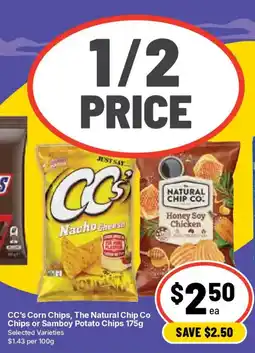 Ritchies CC's Corn Chips, The Natural Chip Co Chips or Samboy Potato Chips offer