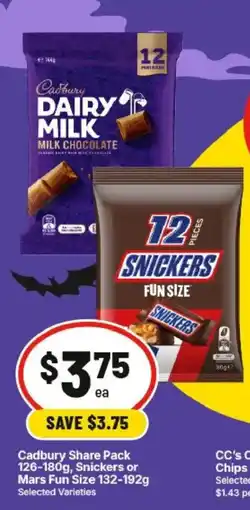 IGA Cadbury Share Pack Snickers or Mars Fun Size offer