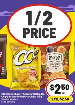 IGA CC's Corn Chips, The Natural Chip Co. Chips or Samboy Potato Chips offer