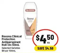 IGA Rexona Clinical Protection Antiperspirant Roll-On offer