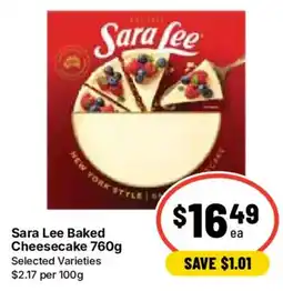 Ritchies Sara Lee Baked Cheesecake offer