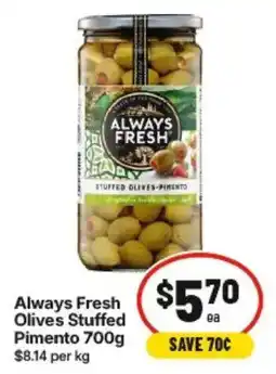IGA Always Fresh Olives Stuffed Pimento offer