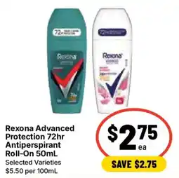 Ritchies Rexona Advanced Protection 72hr Antiperspirant Roll-On offer