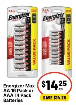 Ritchies Energizer Max AA or AAA Batteries offer