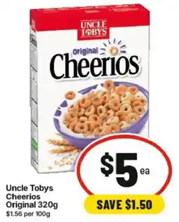 IGA Uncle Tobys Cheerios Original offer