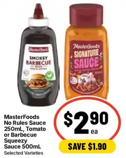 Ritchies MasterFoods No Rules Sauce Squeezy Sauce offer