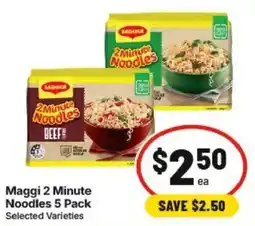 IGA Maggi 2 Minute Noodles 5 Pack Selected Varieties offer