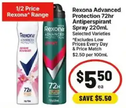 IGA Rexona Advanced Protection Antiperspirant Spray offer