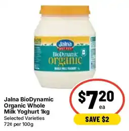 Ritchies Jalna BioDynamic Organic Whole Milk Yoghurt offer