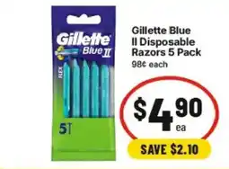 IGA Gillette Blue II Disposable Razors offer