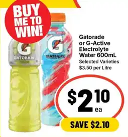 Ritchies Gatorade or G-Active Electrolyte Water offer