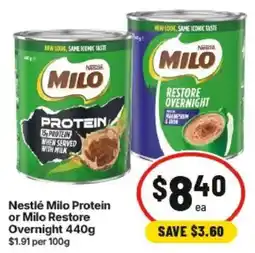 IGA Nestlé Milo Protein or Milo Restore Overnight offer