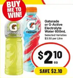 IGA Gatorade or G-Active Electrolyte Water offer