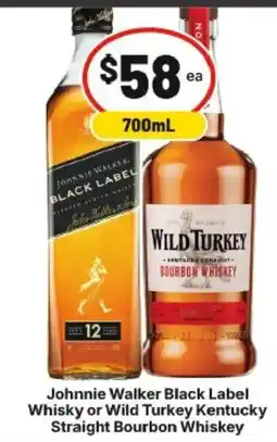 IGA Johnnie Walker Black Label Whisky or Wild Turkey Kentucky Straight Bourbon Whiskey offer
