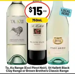 Ritchies Ta_Ku Range (Excl Pinot Noir), St Hallett Black Clay Range or Brown Brothers Classic Range offer