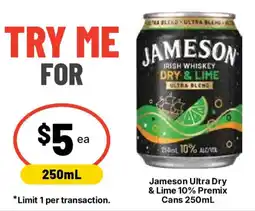 Ritchies Jameson Ultra Dry & Lime Premix offer