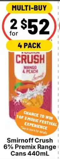 Ritchies Smirnoff Crush 6% Premix Range offer
