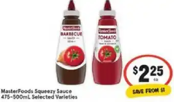 MasterFoods Squeezy Sauce 475-500ml