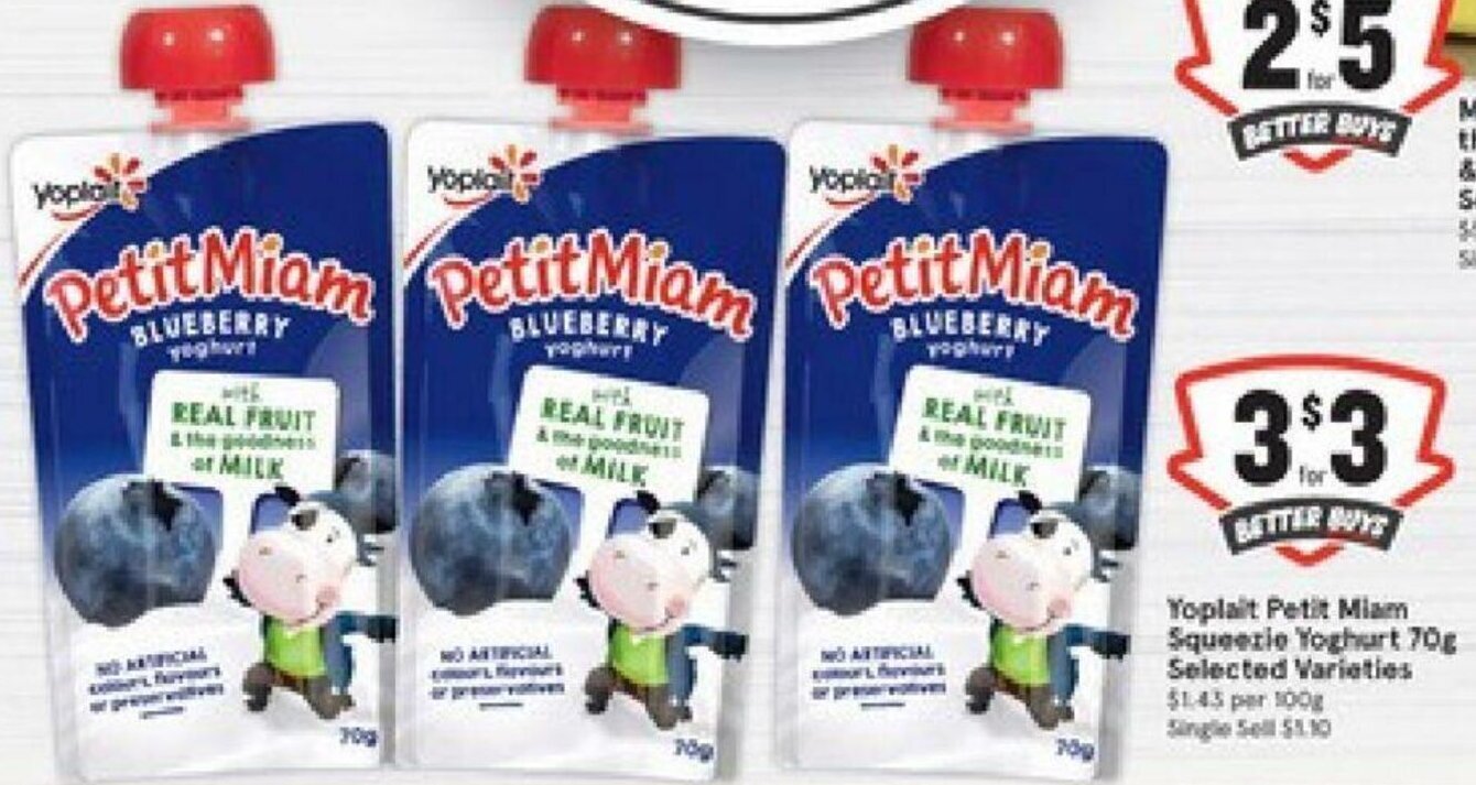 Yoplait Petit Miam Squuezie Yoghurt 70g offer at IGA Xpress