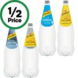 Woolworths Schweppes Lemonade, Soda Water or Mixer Varieties 1.1 Litre offer