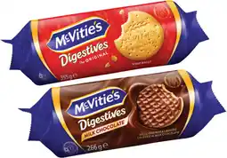 Coles McVitie's Plain or Chocolate Digestive Biscuits 232g-355g offer