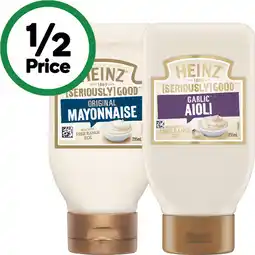 Woolworths Heinz Seriously Good Aioli or Mayonnaise 295ml offer