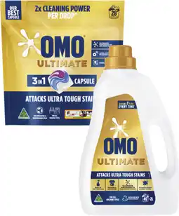 Coles Omo Ultimate Laundry Liquid 2 Litre or Capsules 28 Pack offer