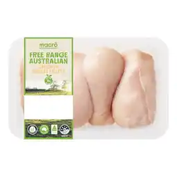 Woolworths macro Free Range Australian Fresh RSPCA Approved Chicken Breast Fillets Skinless Bulk Tray offer