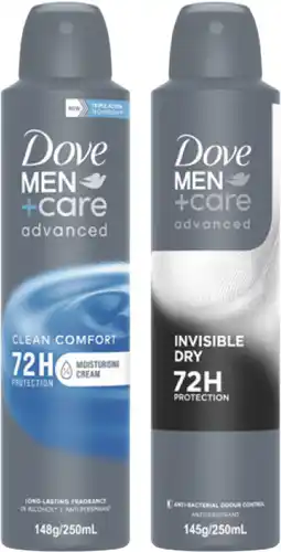 Coles Dove Men Advanced 72hr Aerosol Deodorant offer