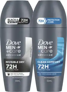Coles Dove Men Advanced 72hr Roll On Deodorant offer