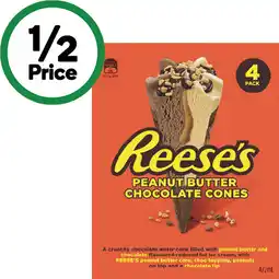 Woolworths Reese’s Cones 472ml Pk 4 or Hershey’s or Reese’s Ice Cream Tub 1 Litre offer