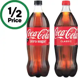 Woolworths Coca-Cola Classic, Zero Sugar or Diet Soft Drink Varieties 1.25 Litre offer