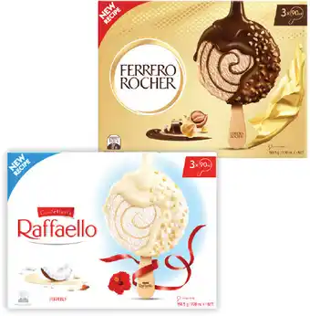 Ferrero Rocher or Confetteria Raffaello Frozen Dessert Sticks 3 Pack 270mL