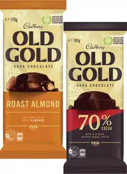 Coles Cadbury Old Gold Block Chocolate-180g offer