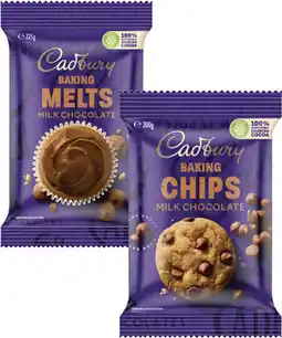 Coles Cadbury Baking Chocolate Chips, Melts or Block 165g-225g offer