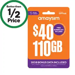 Woolworths amaysim $40 Starter Pack offer