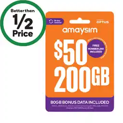 Woolworths amaysim $50 Starter Pack offer
