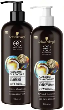 Coles Schwarzkopf Extra Care Shampoo or Conditioner 950mL offer