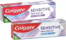 Coles Colgate Sensitive Pro Relief Multi Protect or Whitening Toothpaste 110g offer