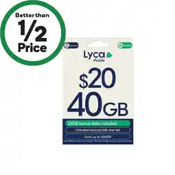 Woolworths Lyca $20 Starter Pack‡ offer