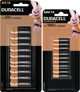 Coles Duracell Coppertop Batteries AA 16 Pack or AAA 14 Pack offer