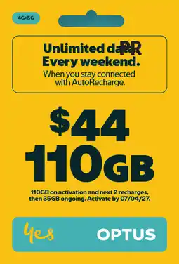 Coles Optus $44 Prepaid SIM Starter Kit offer