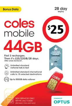 Coles Coles Mobile $25 Prepaid SIM offer