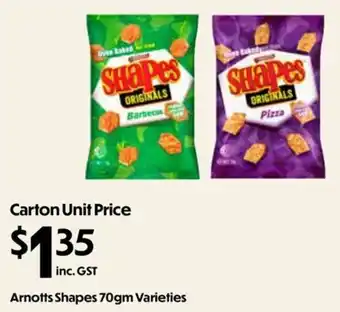 Arnotts Shapes 70gm Varieties