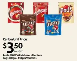 Campbells Wholesale Pods, M&M's & Maltesers Medium Bags Varieties offer