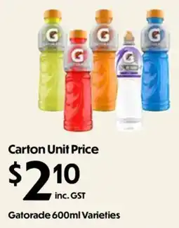 Campbells Wholesale Gatorade 600ml Varieties offer
